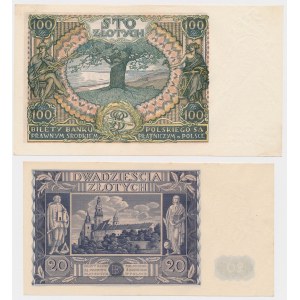 100 zł 1934 i 20 zł 1936 - zestaw (2szt)