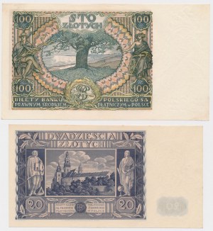 100 zł 1934 i 20 zł 1936 - zestaw (2szt)