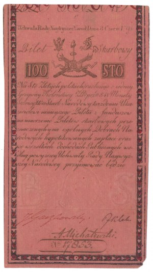 100 zloty 1794 - C - série la plus rare - bel état
