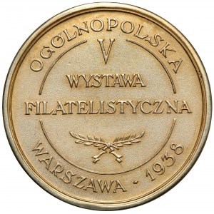 Medal SREBRO Wystawa Filatelistyczna, Warszawa 1938