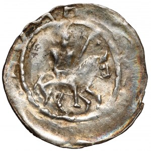 Mieszko Ier l'ornithorynque, Denier de Racibórz - Prince à cheval / Combat avec un lion