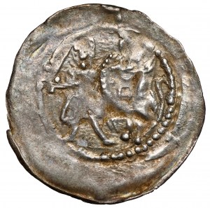 Mieszko Ier l'ornithorynque, Denier de Racibórz - Prince à cheval / Combat avec un lion