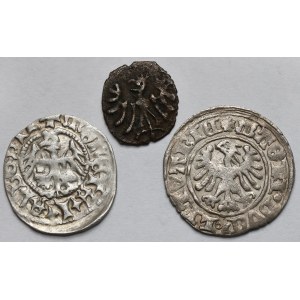 Kazimierz IV Jagiellończyk, Jan Olbracht i Aleksander Jagiellończyk, Denar i półgrosze - zestaw (3szt)