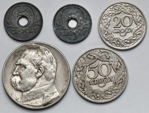 5-50 groszy et 5 zloty 1923-1939 - set (5pcs)