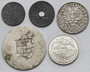 1-20 pennies 1923-1939 et jetons - set (5pcs)