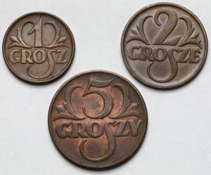 1-5 pennies 1925-1939 - set (3pcs)