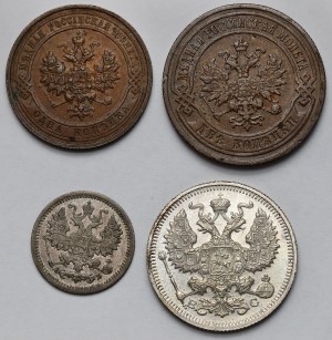 Russie, Nicolas II, 1-20 kopecks 1903-1915 - set (4pc)