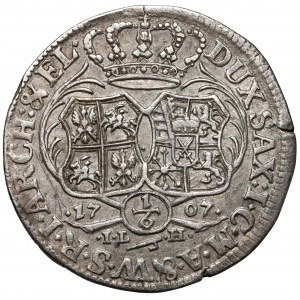 August II Mocny, 1/6 talara (1/4 guldena) 1707 ILH, Drezno - rzadki
