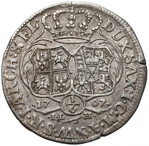 Auguste II le Fort, 1/6 thaler (1/4 coselgulden) 1707, Dresde - très rare