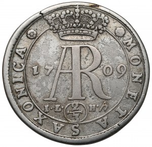 August II the Strong, Gulden (2/3 thaler) 1709 ILH - monogram