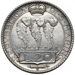 Saint-Marin, 20 lires 1937-R, Rome