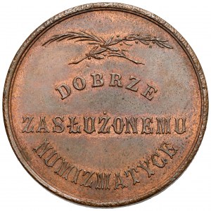 Medal, Emeryk Hrabia Hutten-Czapski po 1896 - Dobrze Zasłużonemu Numizmatyce