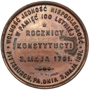 Medal 1891 - 100. rocznica Konstytucji 3 Maja - Pittsburgh