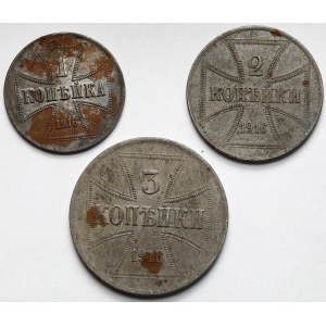 Ober-Ost. 1-3 kopiejki 1916-A, Berlin - zestaw (3szt)