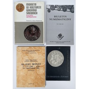 Zestaw literatury numizmatycznej - Skarby monet, Kiersnowski... (4szt)