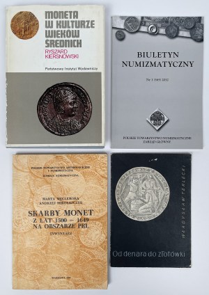 Coffret de littérature numismatique - Trésors des monnaies, Kiersnowski... (4pc)