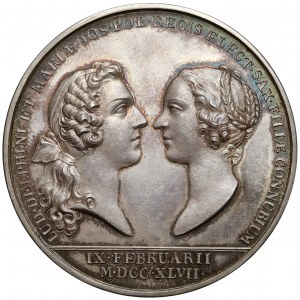 Francja, Ludwik XV, Medal zaślubinowy z Marią Józefą (córką Augusta III) 1747