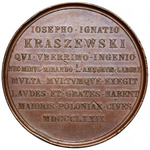 Medal, Józef Ignacy Kraszewski 1879 - głowa w lewo