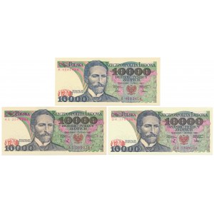 10.000 zł 1987-1988 - R, AS, DR - zestaw (3szt)
