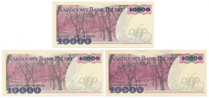 PLN 10,000 1987-1988 - D, R, AS - set (3 pcs)