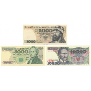 2.000, 5.000 i 10.000 zł 1982-1988 - zestaw (3szt)