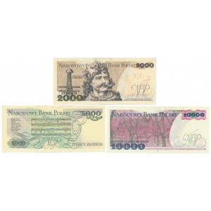 2.000, 5.000 i 10.000 zł 1982-1988 - zestaw (3szt)