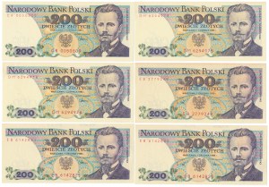 200 PLN 1986-1988 - CR, DM EB - set (6 pcs)
