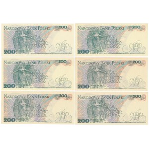 200 zł 1986-1988 - CR, DM EB - zestaw (6szt)