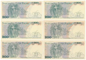 200 PLN 1986-1988 - CR, DM EB - set (6 pcs)