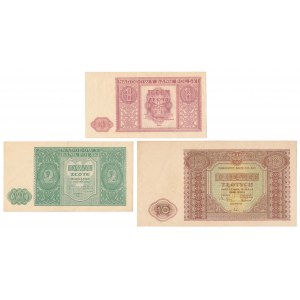1, 2 i 10 zł 1946 - zestaw (3szt)
