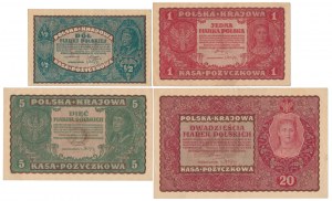 1, 5 et 10 mkp 1919 Août et 1/2 mkp 1920 - set (4pc)