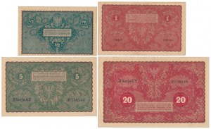 1, 5 et 10 mkp 1919 Août et 1/2 mkp 1920 - set (4pc)