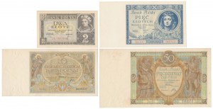 Série de billets de banque polonais 1929-1936 (4pc)