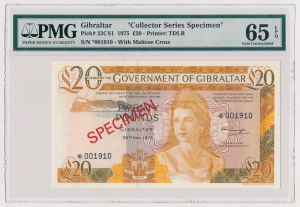 Gibraltar, 20 Pounds 1975 - SPECIMEN