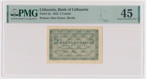 Lithuania, 5 Centai 1922 - September