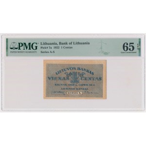 Litwa, 1 Centas 1922 - listopad