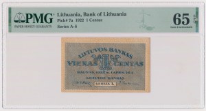 Lithuania, 1 Centas 1922 - November