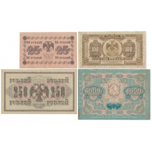 Rosja, 25 - 5.000 Rubli 1917-1919 - zestaw (4szt)