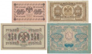 Russie, 25 - 5.000 roubles 1917-1919 - set (4pc)