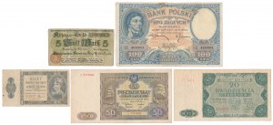 Ensemble de billets 1919-1947 + Bydgoszcz 5 mk 1918 (4pc)
