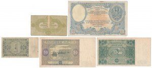 Ensemble de billets 1919-1947 + Bydgoszcz 5 mk 1918 (4pc)