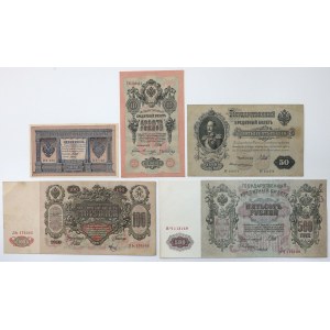 Rosja, 1 - 500 Rubli 1898-1912 - zestaw (5szt)