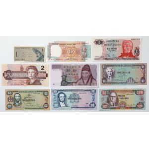 Azja, Ameryka Północna i Południowa, zestaw banknotów (9szt)