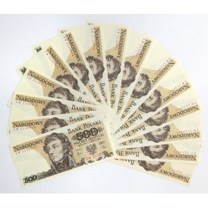 500 zł 1982 - EC, EW, FT - zestaw (15szt)