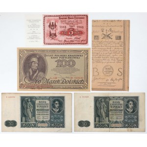 Zestaw 50 zł 1941 + reprinty banknotów (5szt)