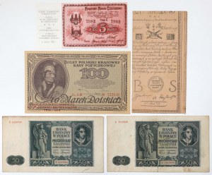 Réimpressions et billets d'occupation avec timbres incertains (5pc)