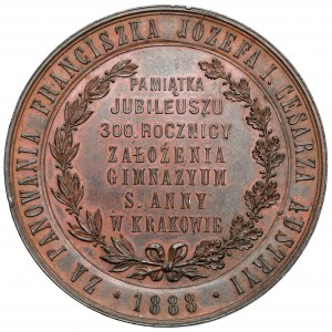 Medal 300-lecie Gimnazjum św. Anny w Krakowie 1888