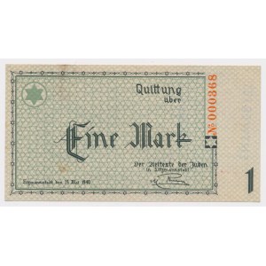 Getto w Łodzi, 1 marka 1940 - numeracja 6-cyfrowa - seria A - - ENTWERTET - No 000368