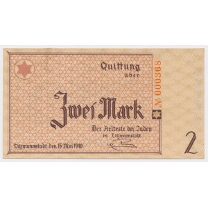 Getto w Łodzi, 2 marki 1940 - ENTWERTET - No 000368
