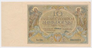 10 złotych 1929 Ser.DA - pierwsza seria rocznika - niski numer 0000023